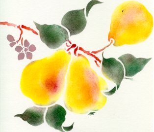 stenciling pattern with pears