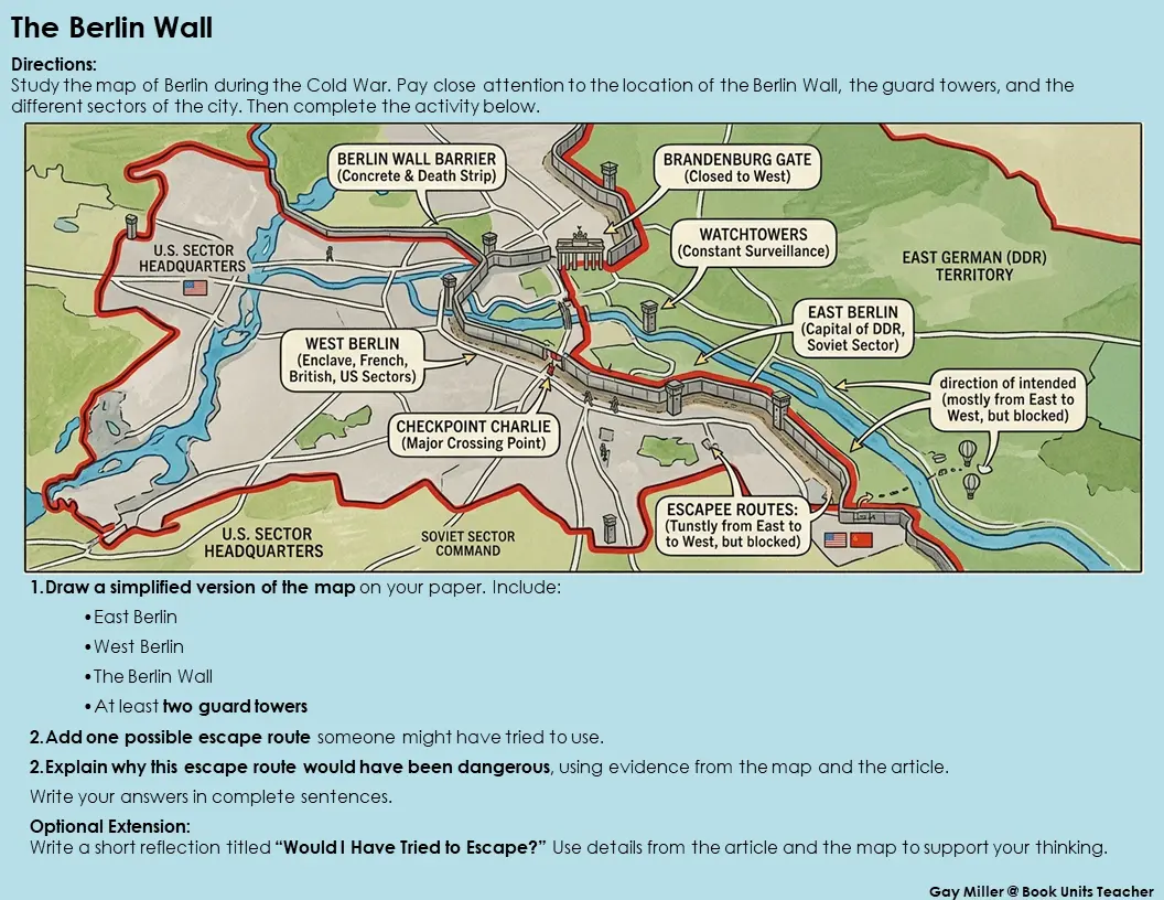 Berlin Wall map and escape routes activity