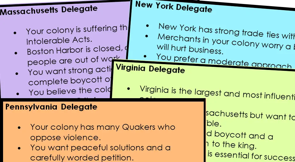 First Continental Congress role-play
