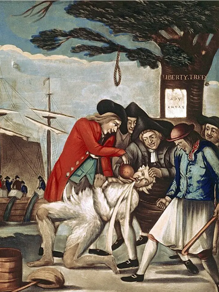 “The Bostonians Paying the Excise-Man, or Tarring and Feathering” (1774)