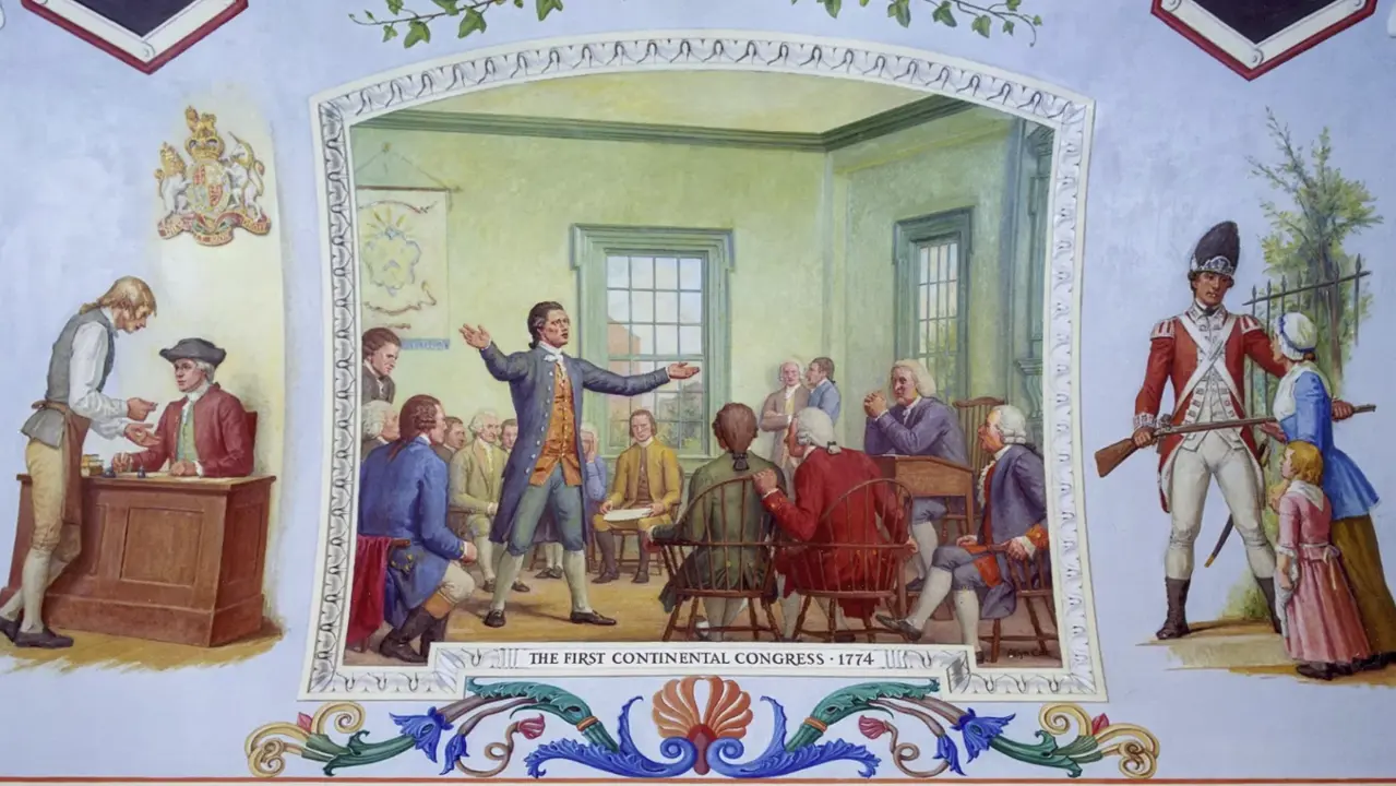 Illustration of  Carpenters' Hall in Philadelphia, Pennsylvania