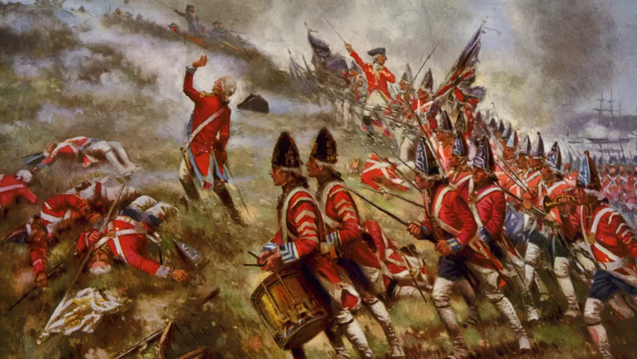 Colonial and British forces fighting at Bunker Hill