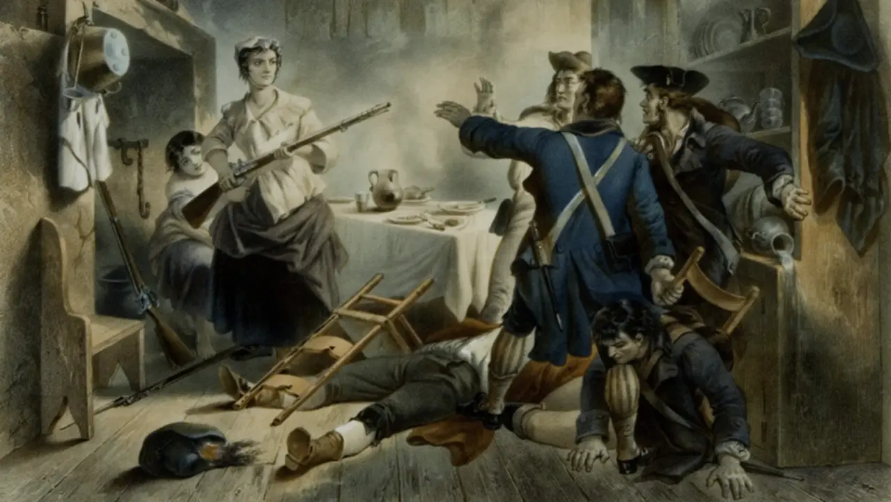 Nancy Hart capturing Loyalist soldiers