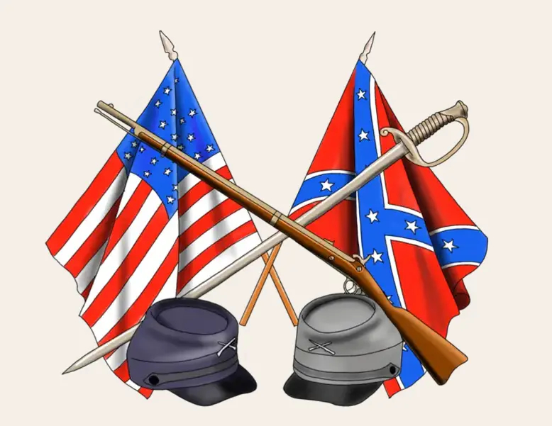 American Civil War soldiers and flags