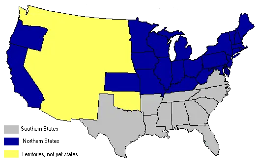 Map of Union and Confederate states during the Civil War