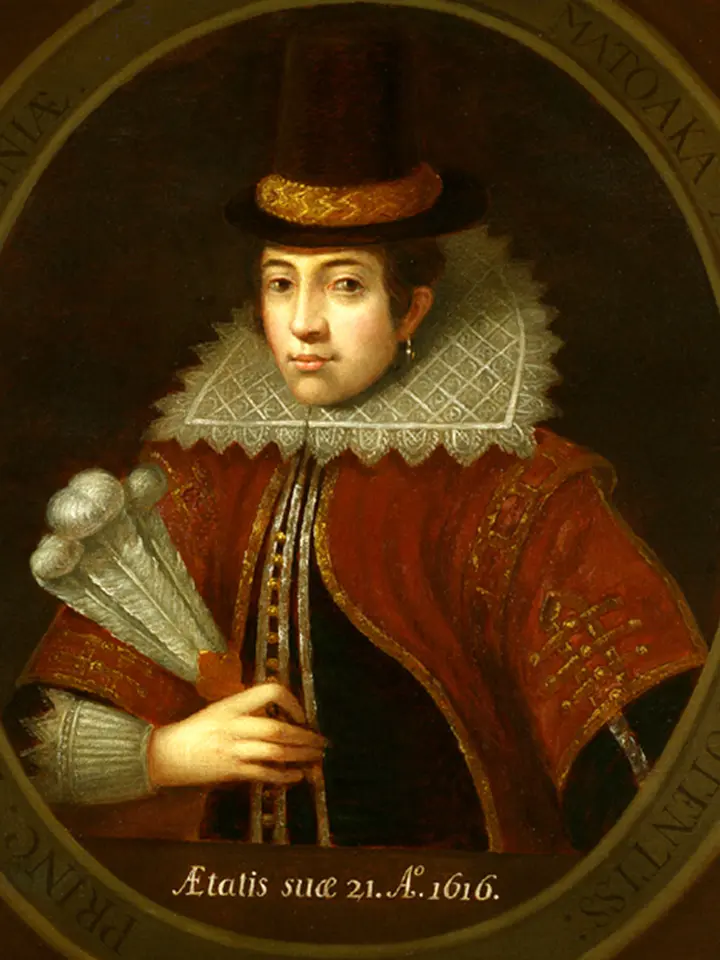 Pocahontas based on the 1616 engraving by Simon van de Passe