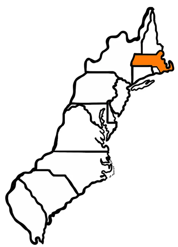 Map of Massachusetts with Plymouth highlighted