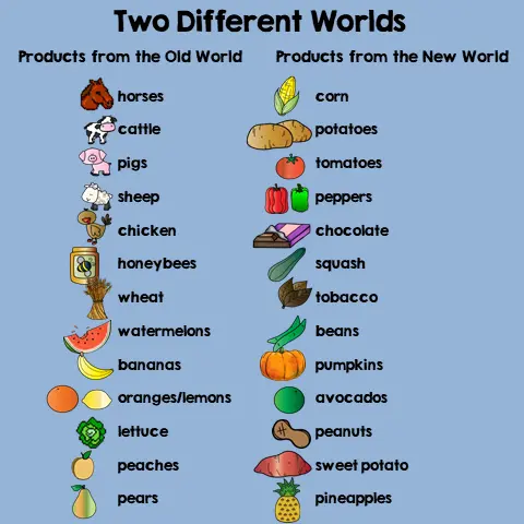 Old World and New World food sort activity