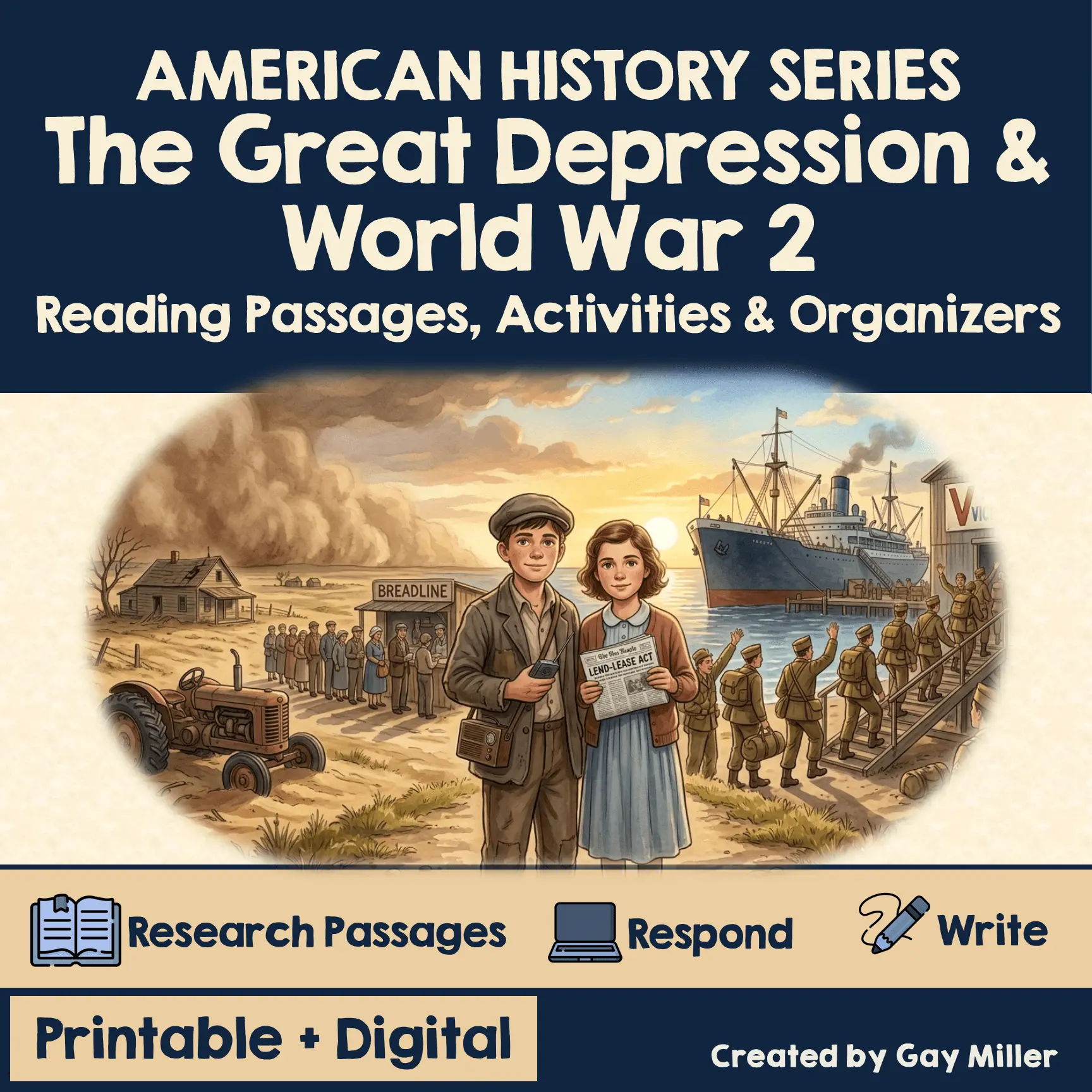 American History Great Depression & World War 2 Unit Cover