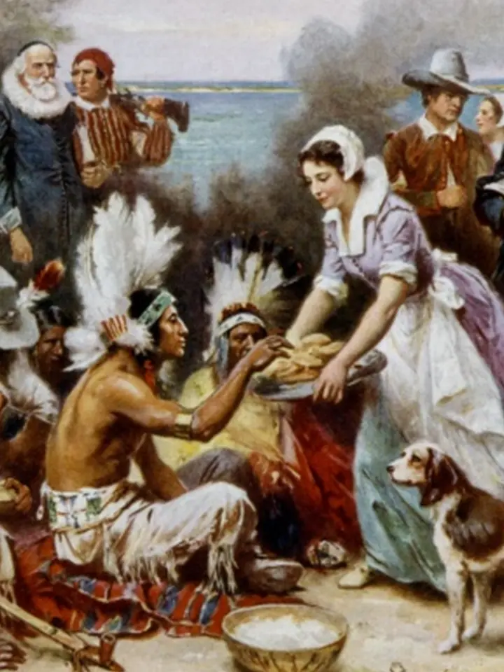 The First Thanksgiving 1621, painted by Jean Leon Gerome Ferris
