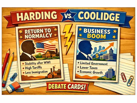 Harding and Coolidge debate card activity