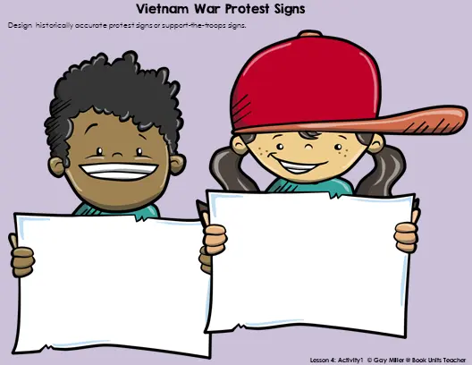 Vietnam War protest signs activity