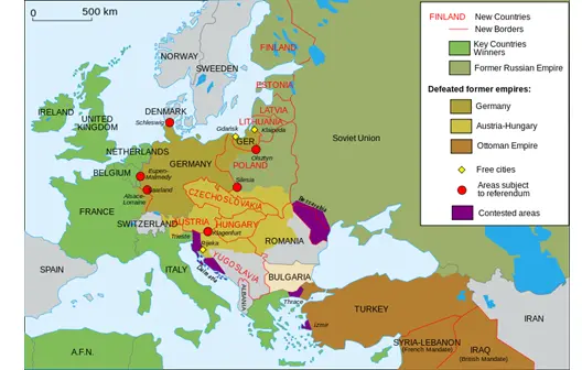 Map of Europe After World War I