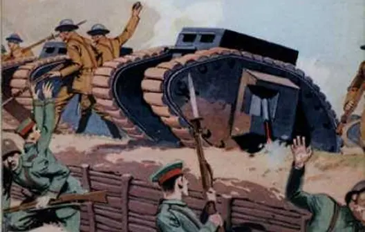 World War I tank on the battlefield