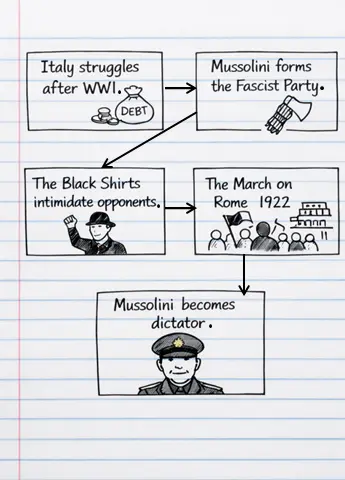 Rise of Mussolini timeline strip activity