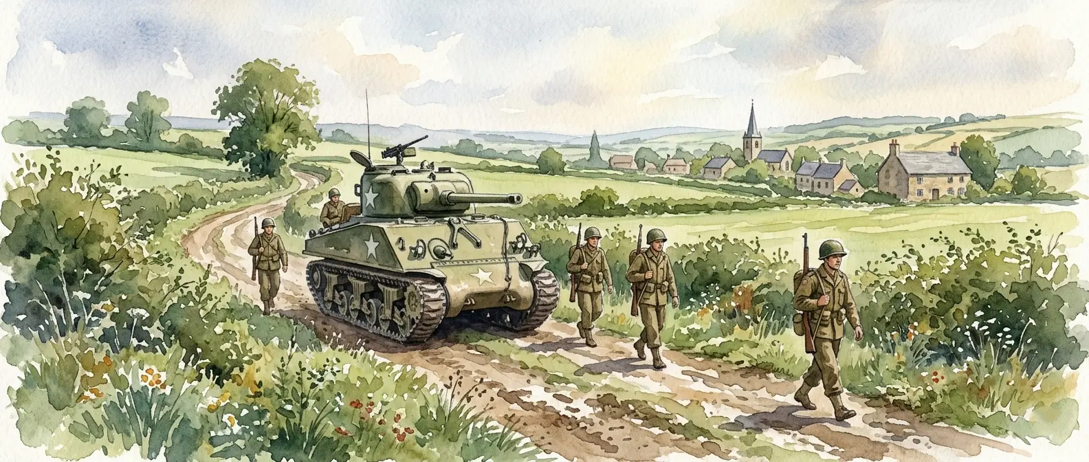 World War 2 Tank and Soldiers