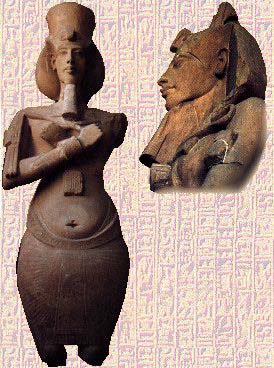 Colored relief of the Kings Thutmose III and Amenhotep II before the gods at Amada Temple in Nubia