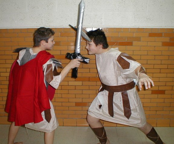 Student Dressed as a Roman Soldiers