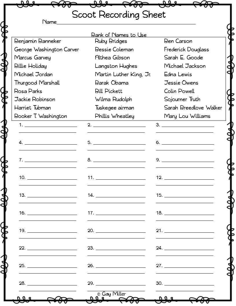Free Printable Task Cards Answer Recording Page