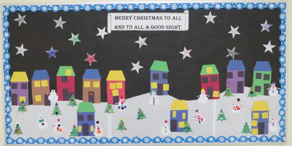 Merry Christmas to All student snowy village scene