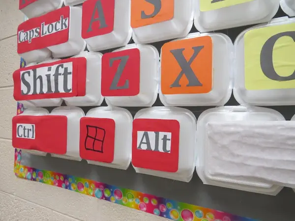 Completed computer lab keyboard bulletin board