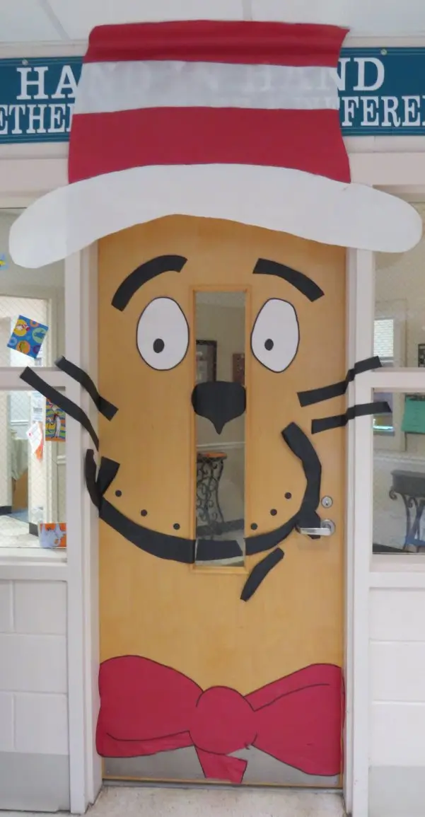 Office door decorated for Read Across America Day