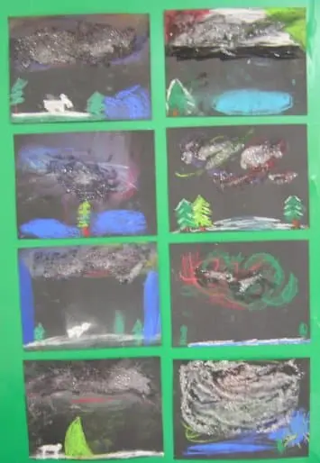 Northern Lights chalk and sugar water art project