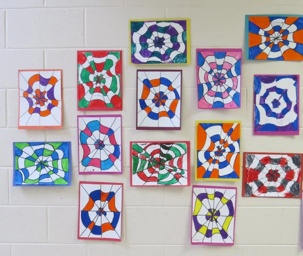 Close-up of student optical art piece