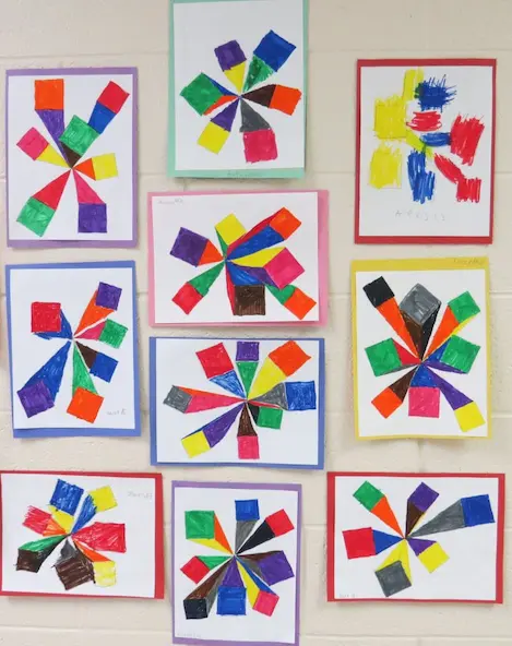 Optical art displayed in school hallways