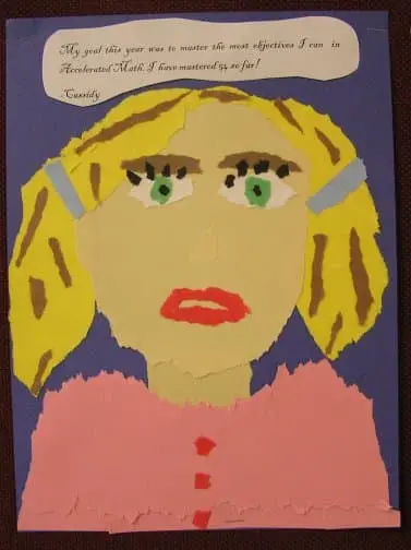 Close-up of torn paper self-portrait
