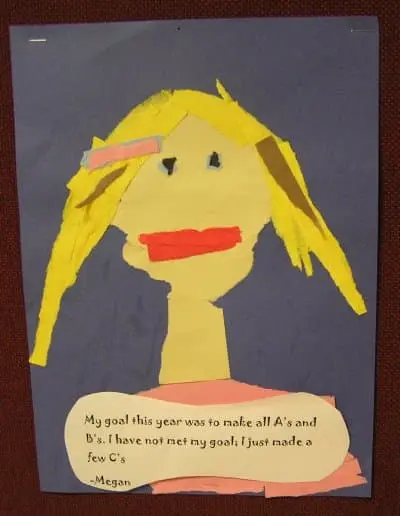 Teacher-typed paragraph added to portrait