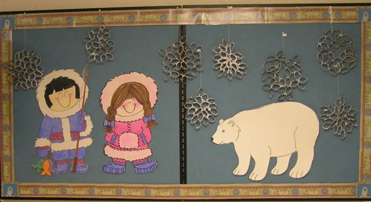 Full snowflake bulletin board display