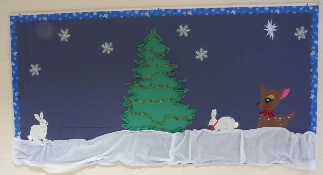 Forest animals in the snow bulletin board