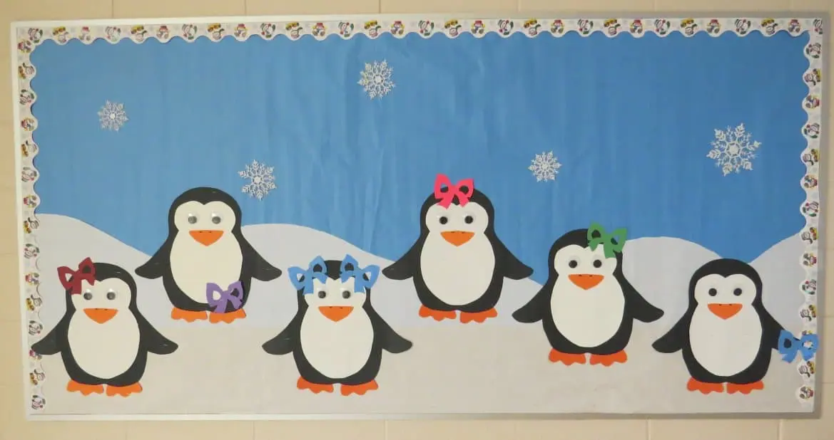Cute penguins bulletin board