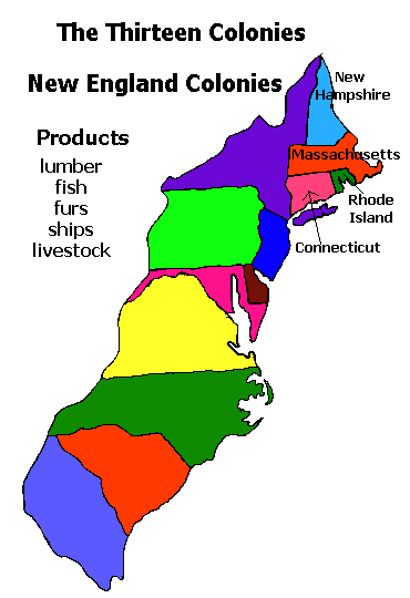 Map of the Thirteen Colonies