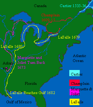 Map of French Explorer Routes