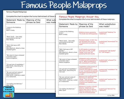 Grab these free malaprop activities for your students and enjoy having a good laugh.