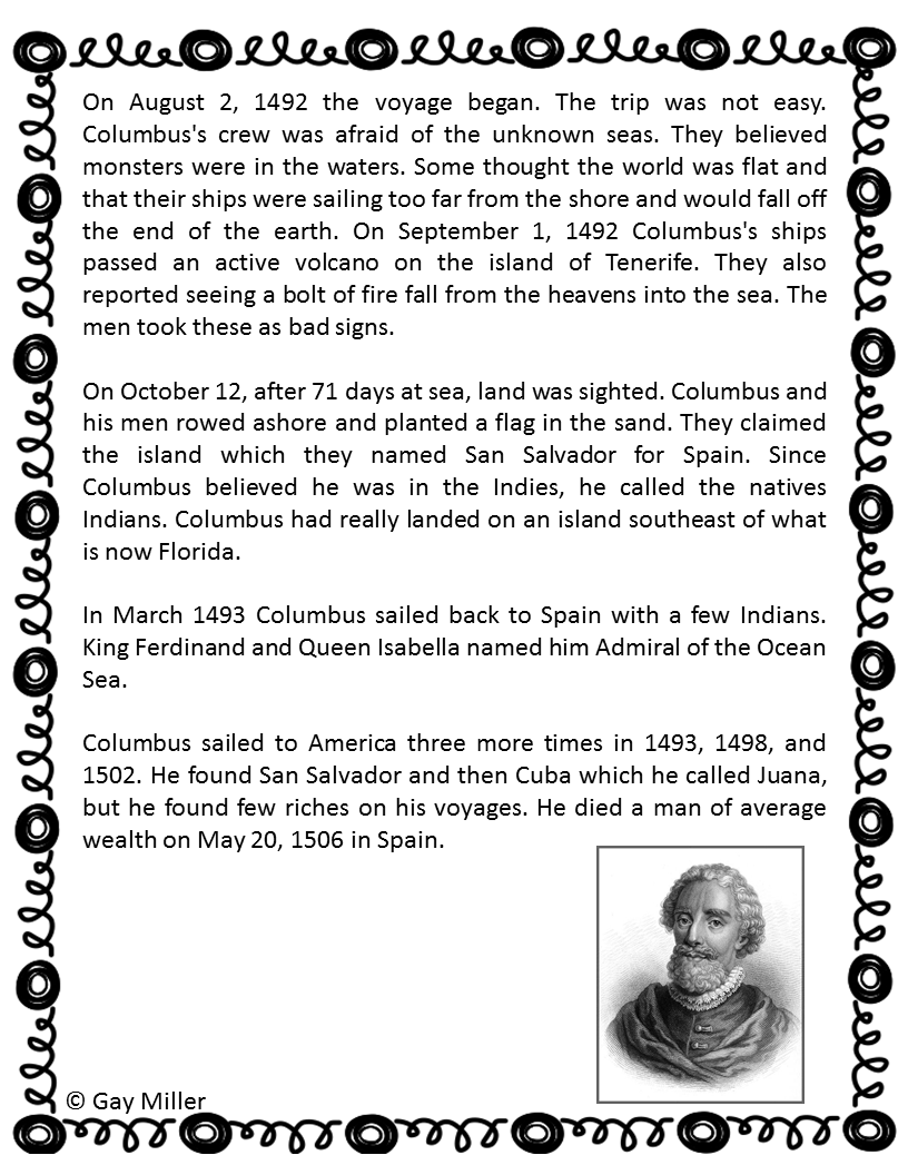 The Story of Columbus ~ Printable Versiobn