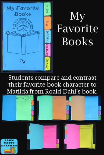 Foldable Graphic Organizer to use with Matilda by Roald Dahl