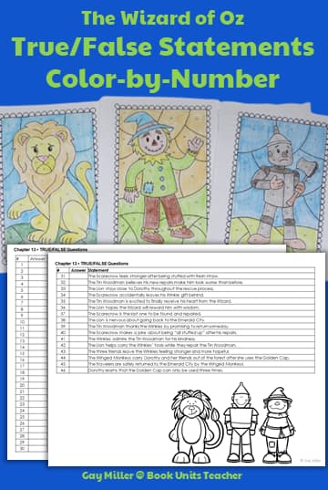 The Wizard of Oz Chapter 13: “The Rescue” True False Statements Color-by-Number