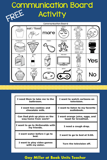 Free Communication Board Activity - Have students try to communicate using a communication board only to see how Jason feels in the book Rules by Cynthia Lord.