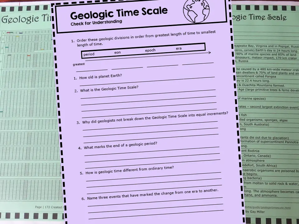 Geologic time scale check for understanding