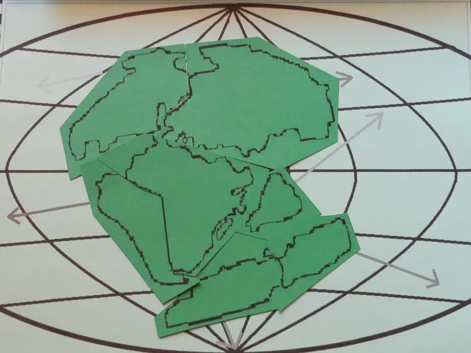 Photo: Continent puzzle pieces assembled into Pangaea