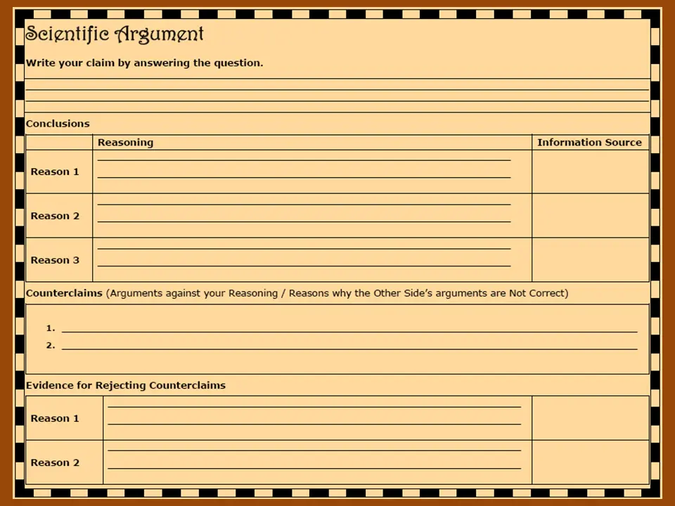 Photo: Scientific argumentative writing organizer