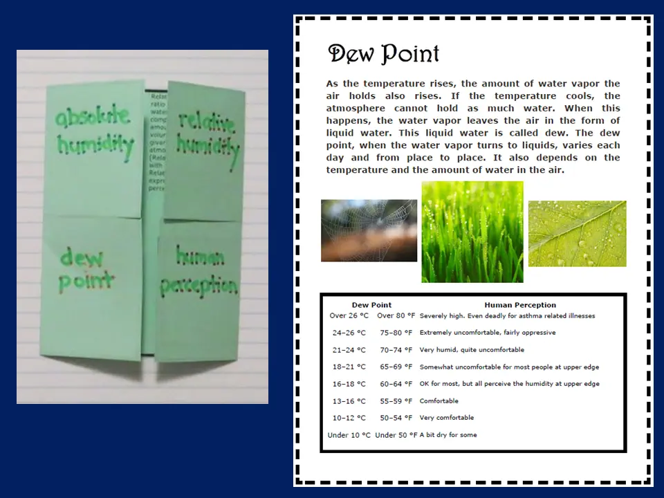Humidity four-flap organizer and dew point poster