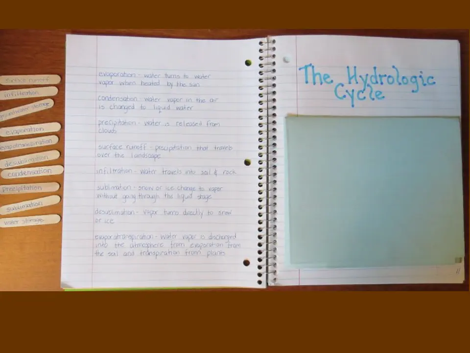 Hydrologic cycle vocabulary list organizer