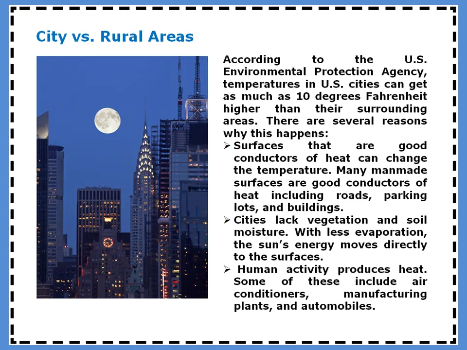 City vs rural temperature poster