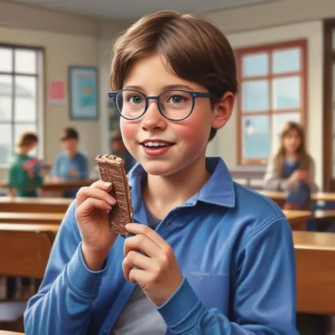 Student Eating Chocolate