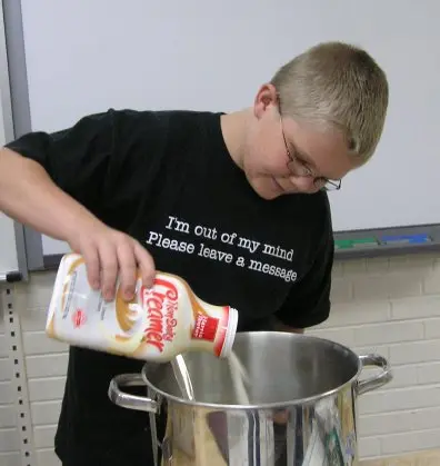 Mixing the cocoa ingredients