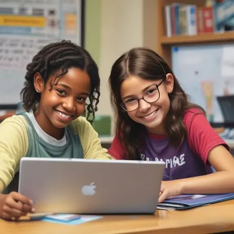 Students working on a laptop